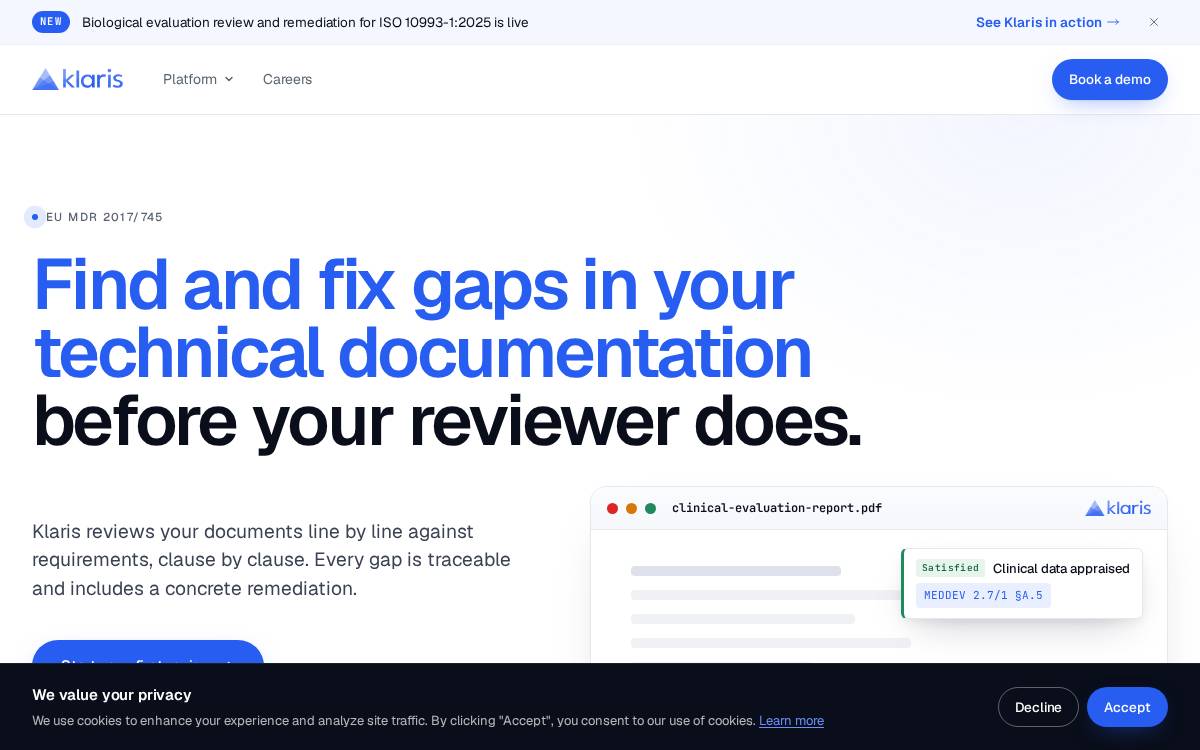Klaris website preview