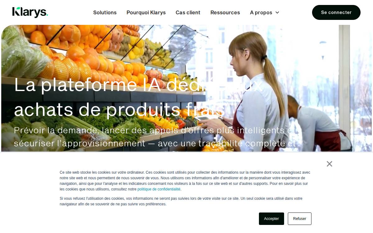 Klarys website preview