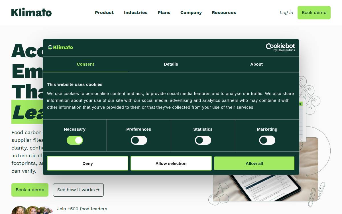Klimato website preview