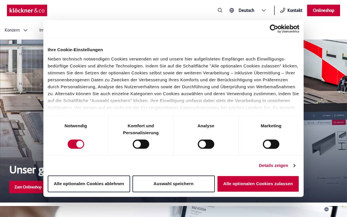 Klöckner & Co. website preview