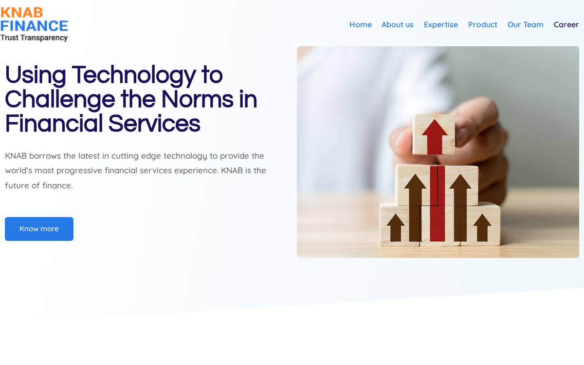 Knab Finance, Homepage website preview