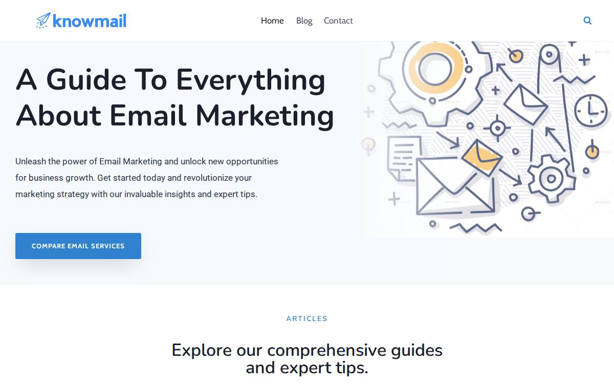 Knowmail website preview