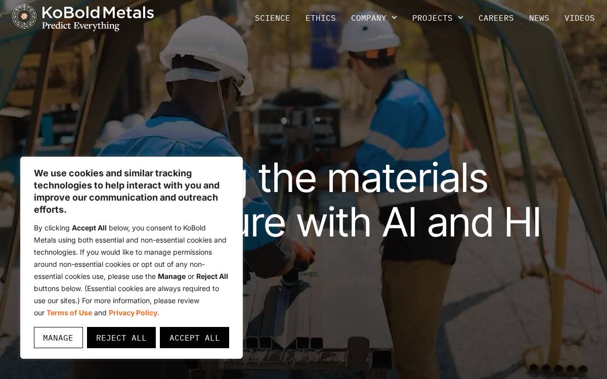 KoBold Metals website preview
