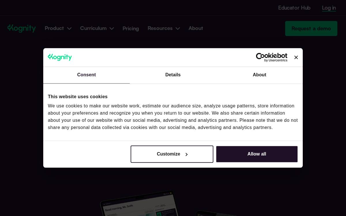 Kognity website preview