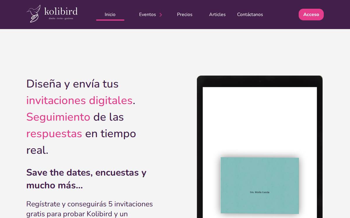 Kolibird website preview