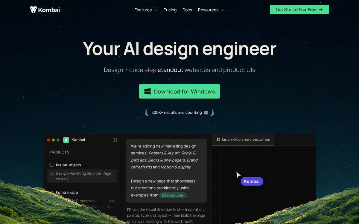Kombai website preview
