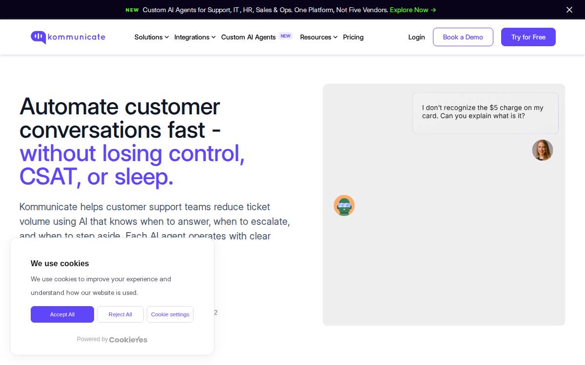 Kommunicate website preview