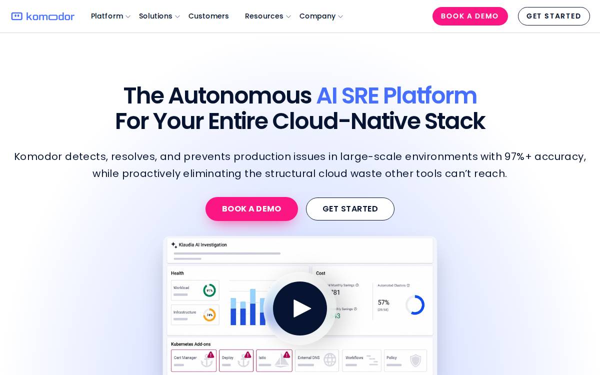 Komodor website preview