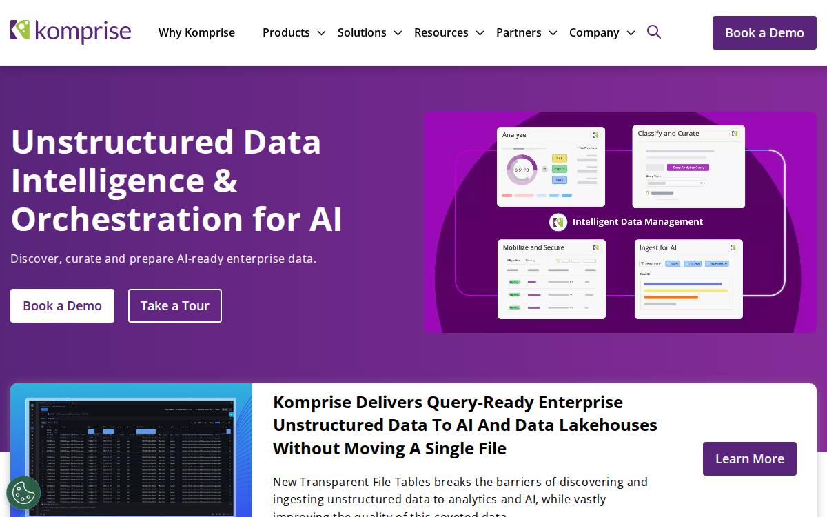 Komprise website preview
