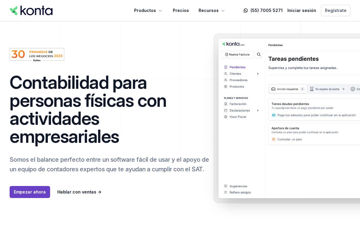 Konta.com website preview