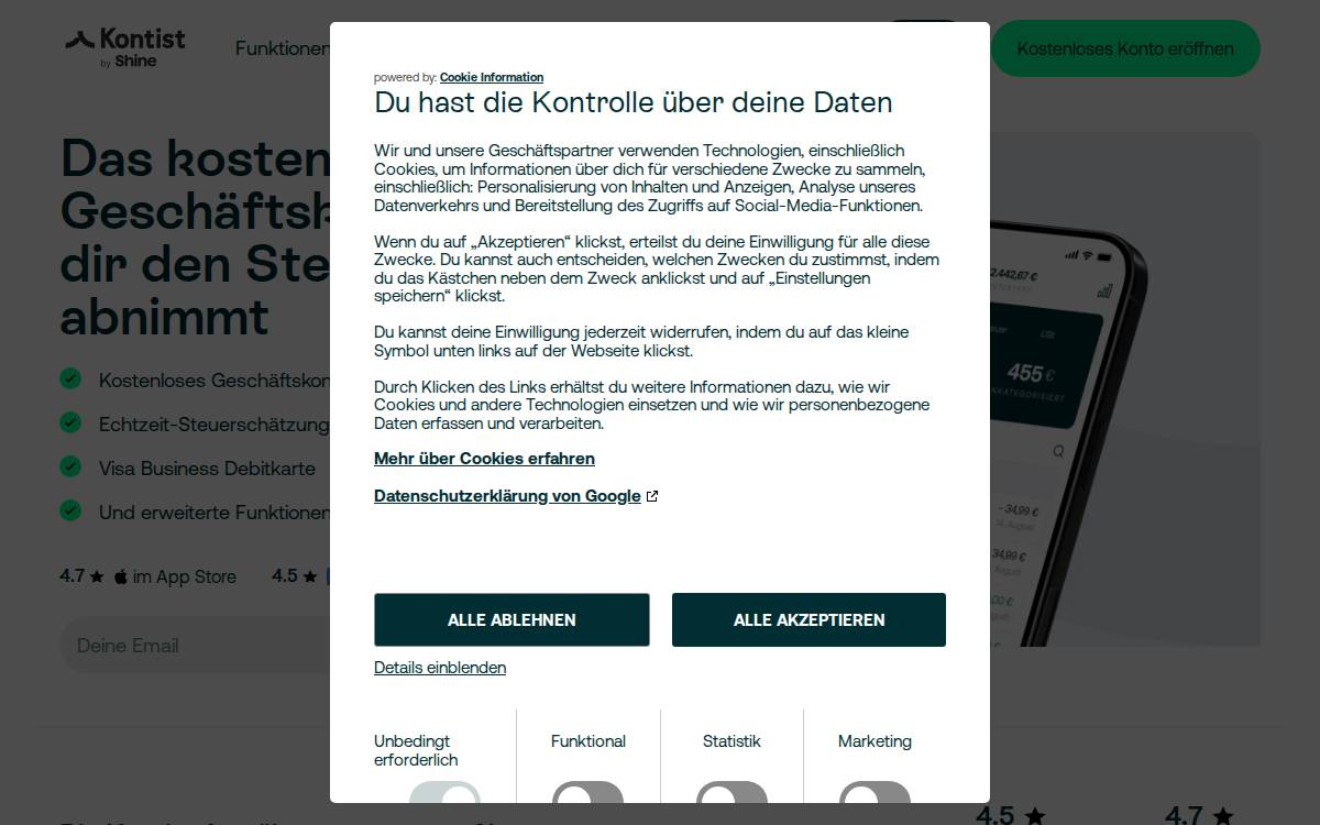 Kontist website preview