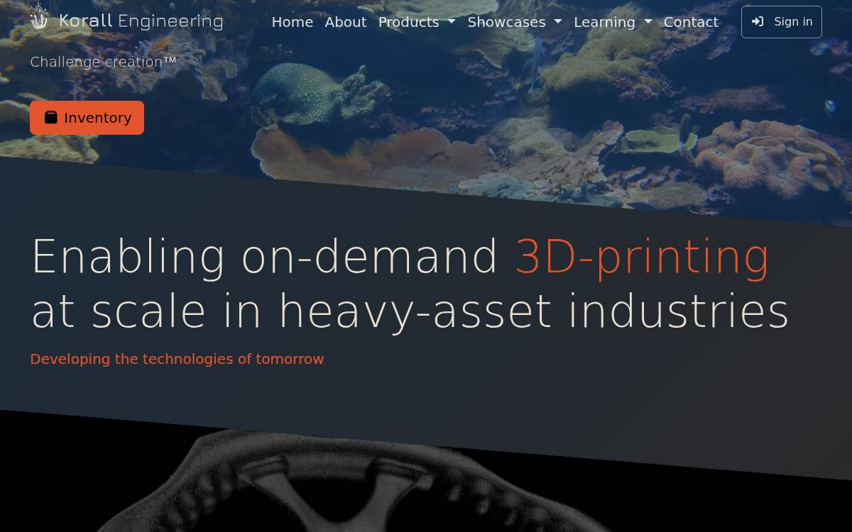 Korall Engineering website preview