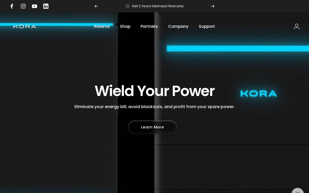 Kora Power website preview