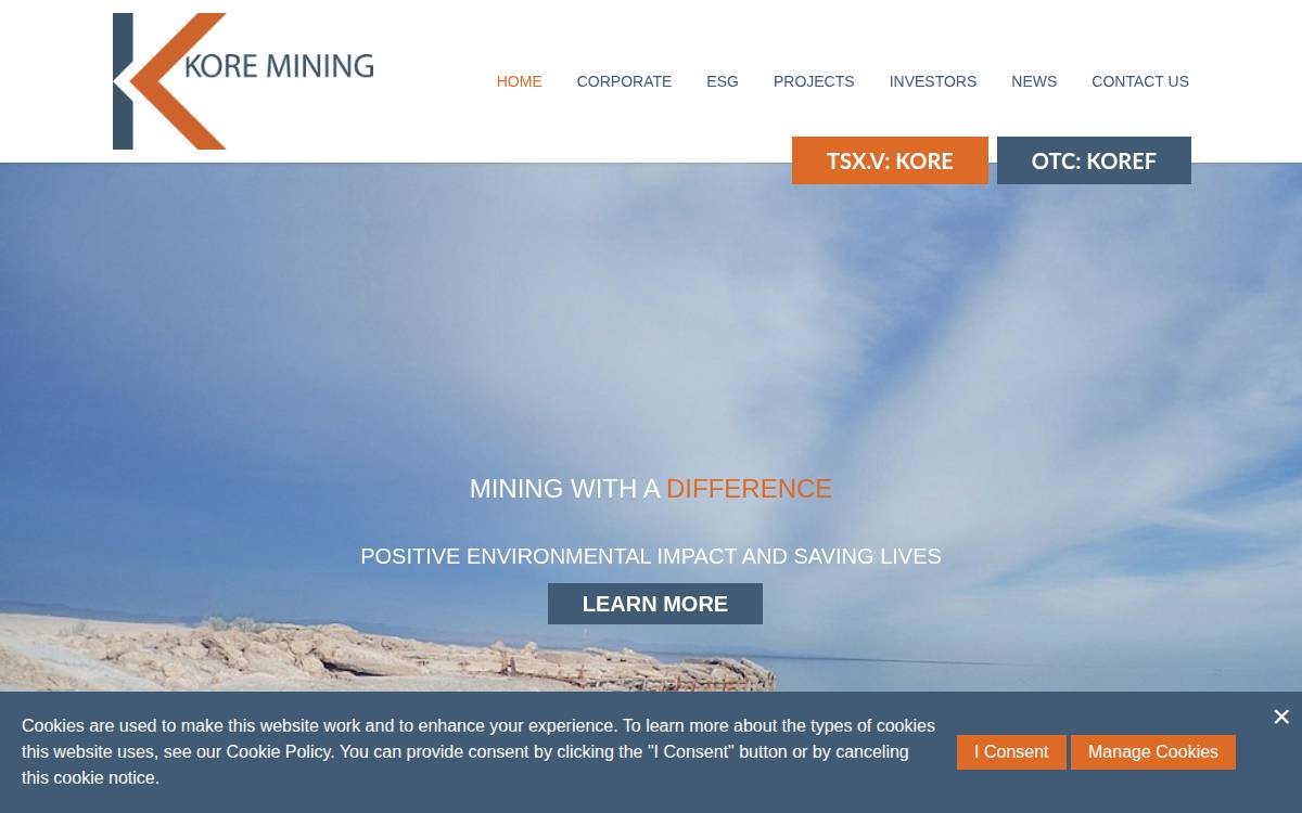 KORE Mining website preview