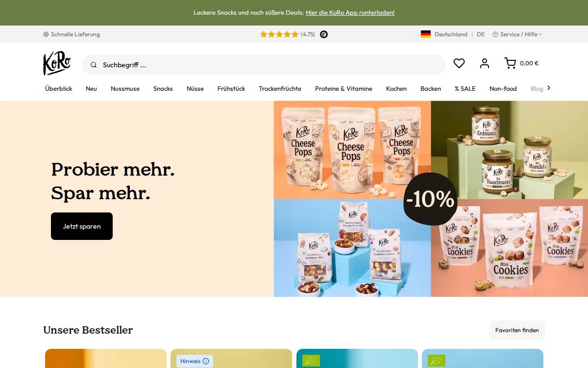 KoRo website preview