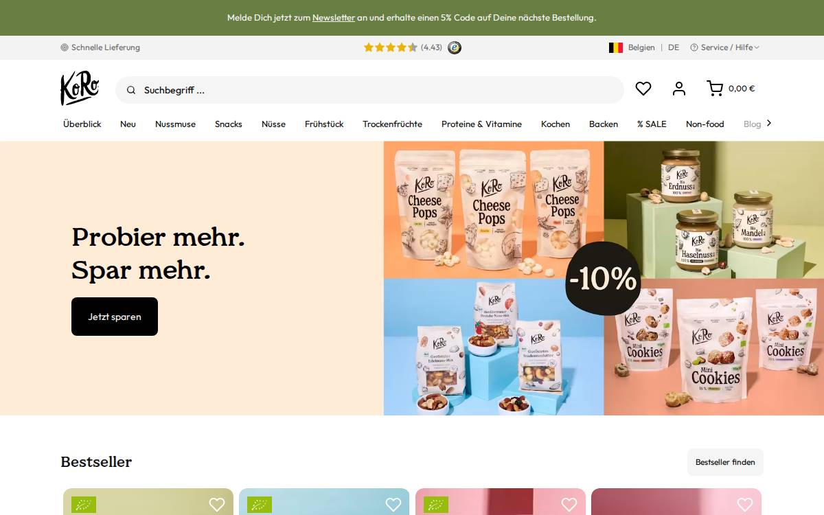 KoRo website preview