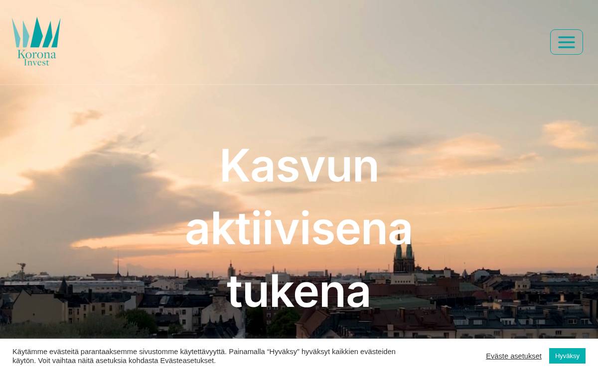 Koronainvest website preview