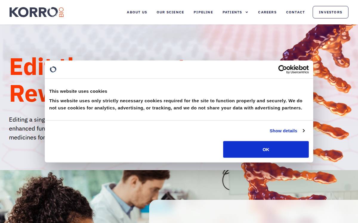 Korro Bio website preview