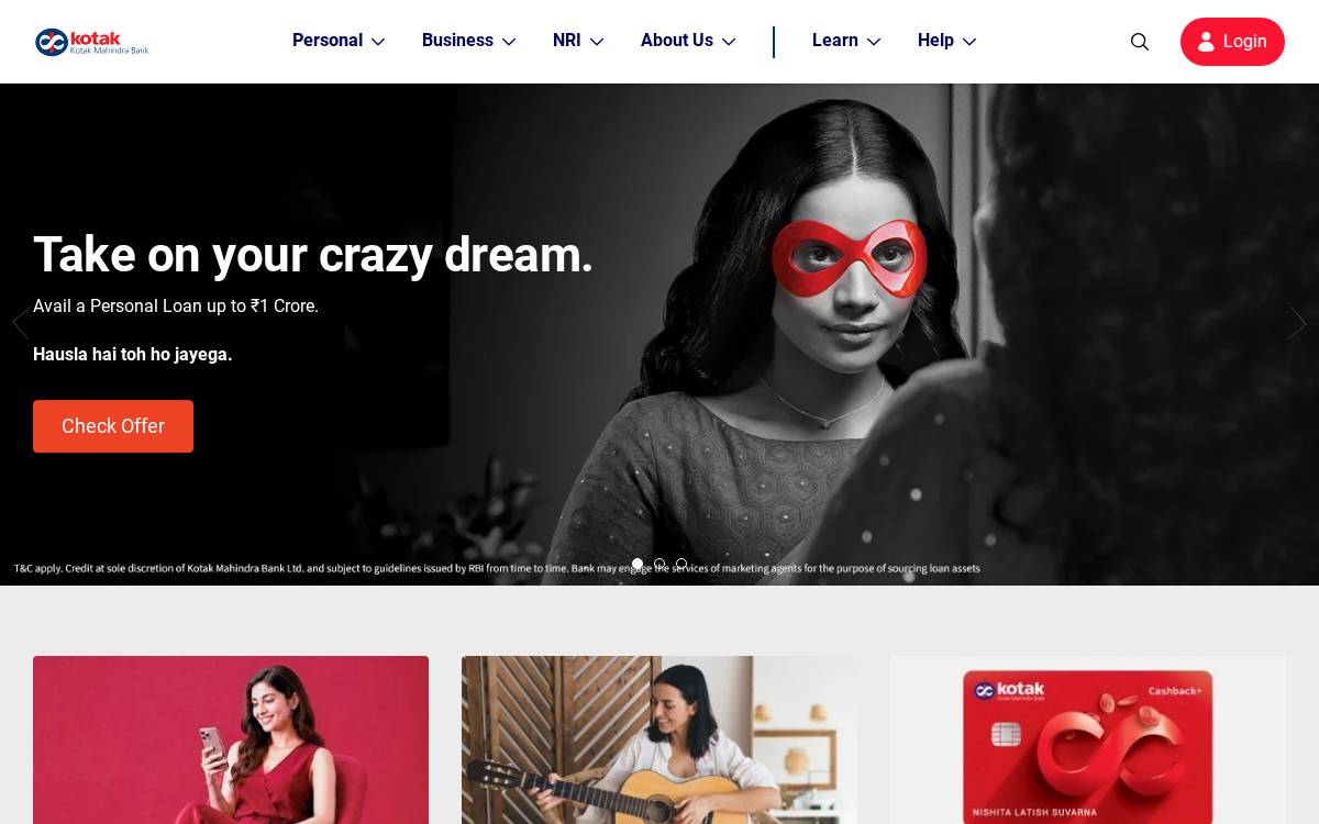 Kotak website preview