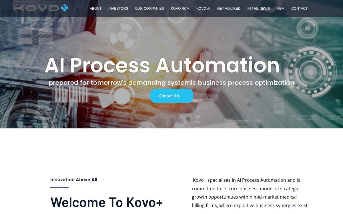 Kovo website preview