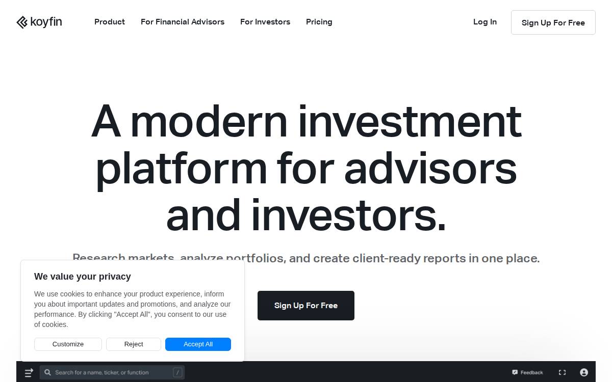 Koyfin website preview