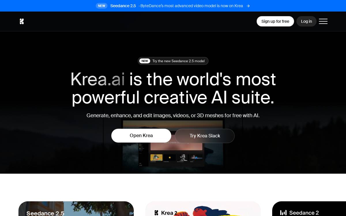 Krea website preview