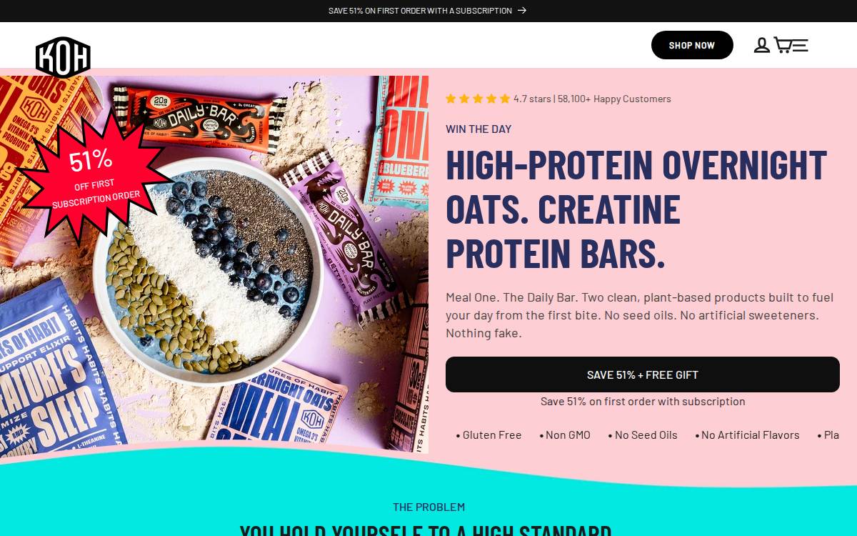 Kreatures of Habit protein oatmeal CPG website preview