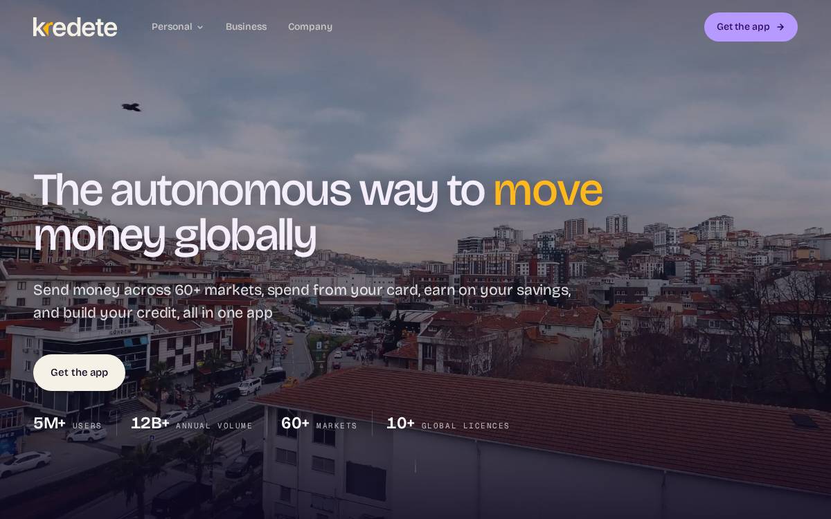 Kredete website preview