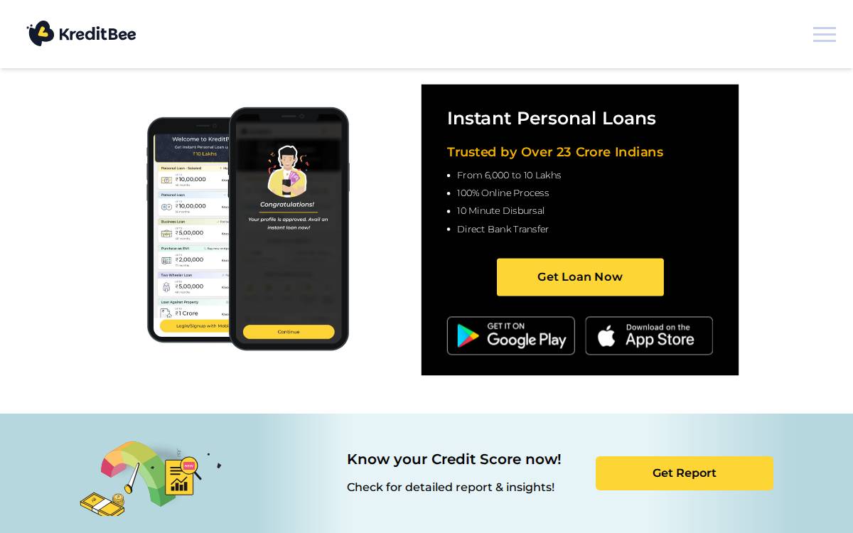 Kreditbee website preview
