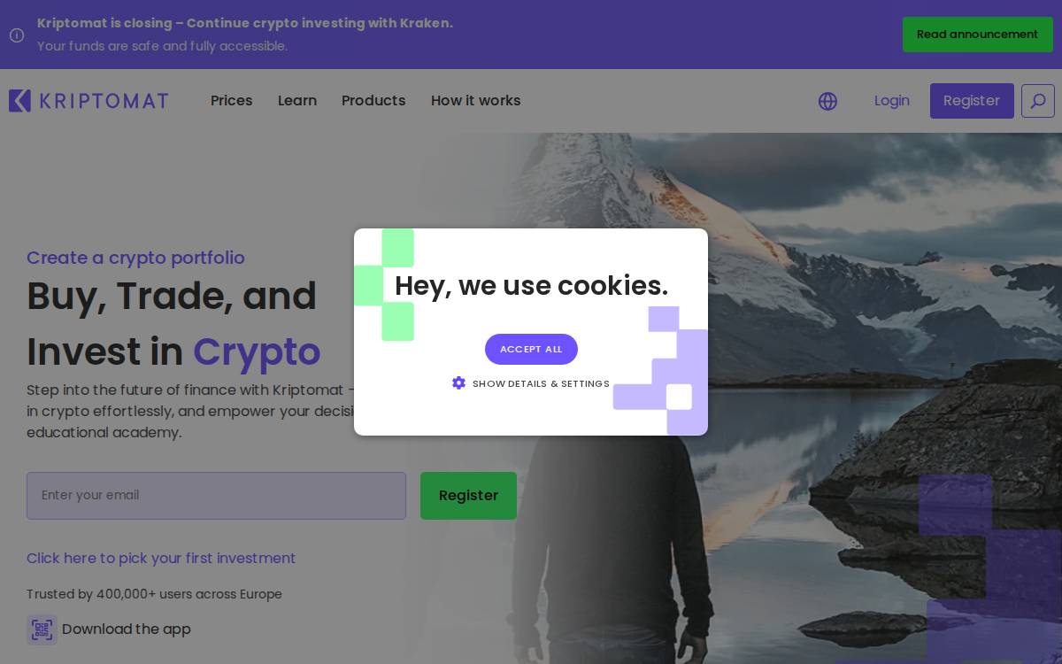 Kriptomat website preview
