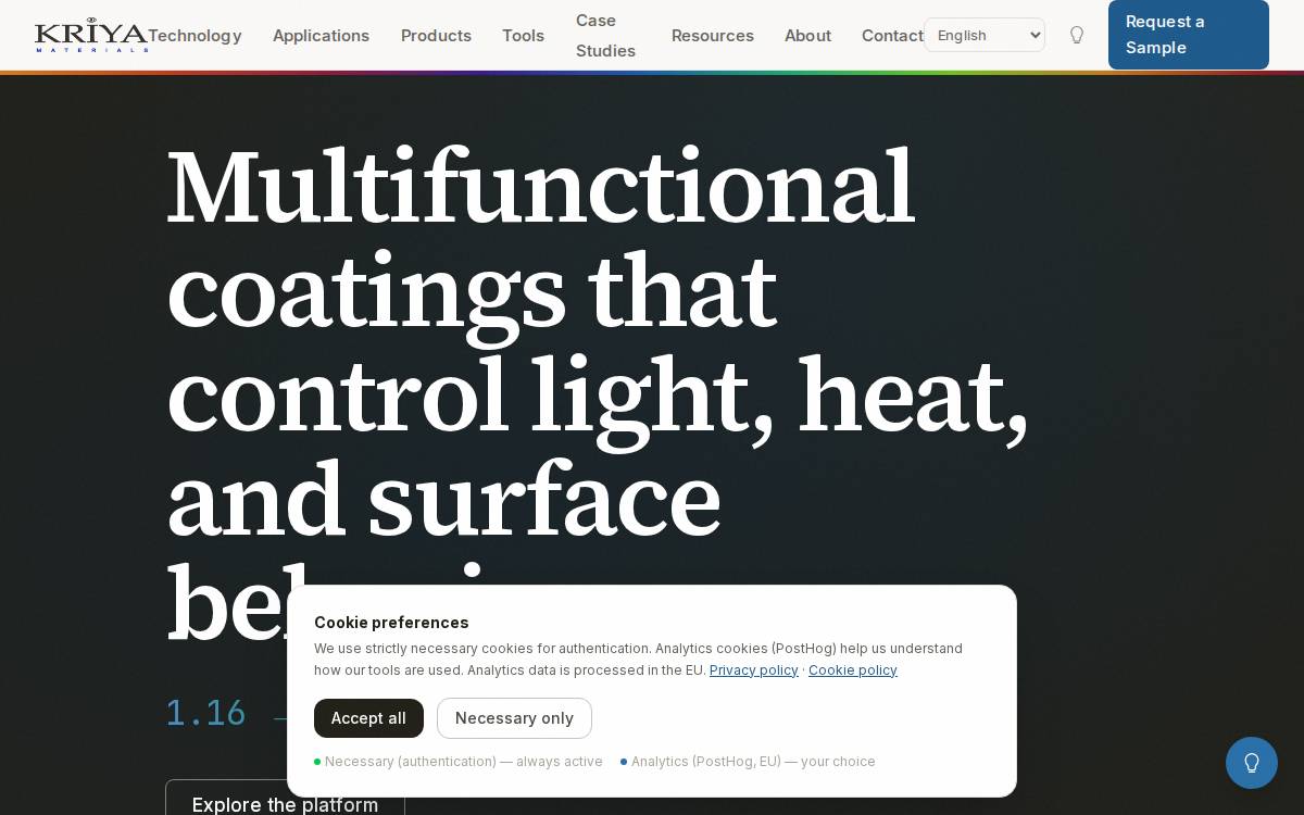 Kriya Materials website preview