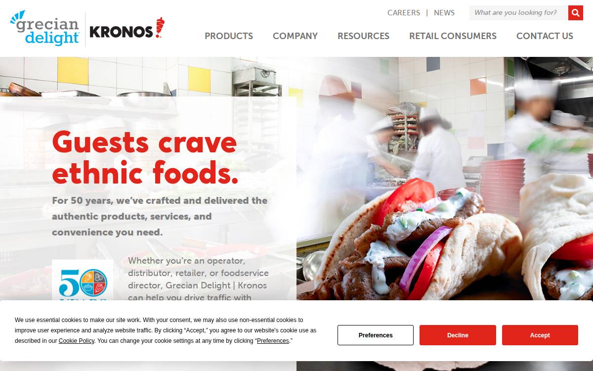 Kronos Foods website preview