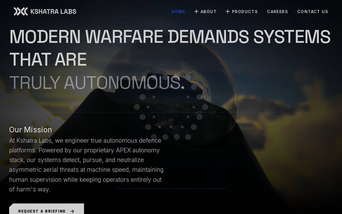 Kshatra Labs website preview