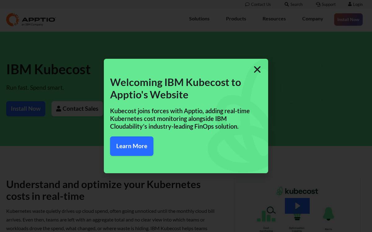 Kubecost website preview