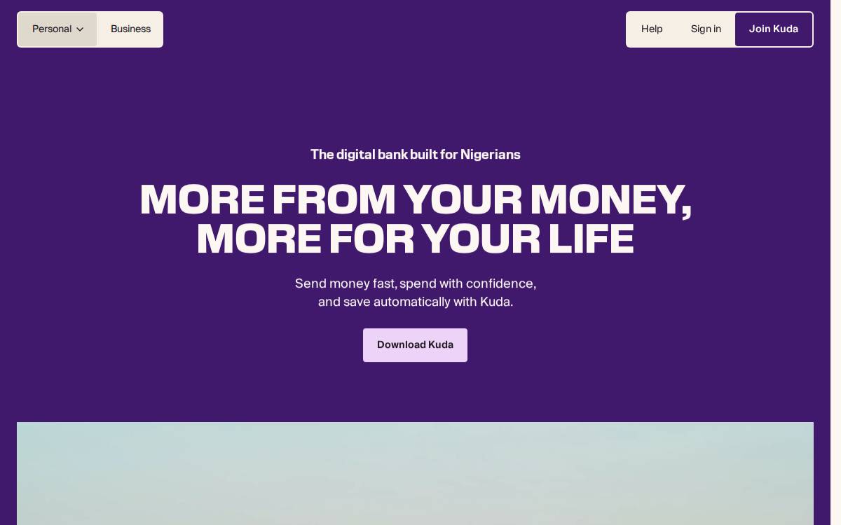 Kuda Bank website preview