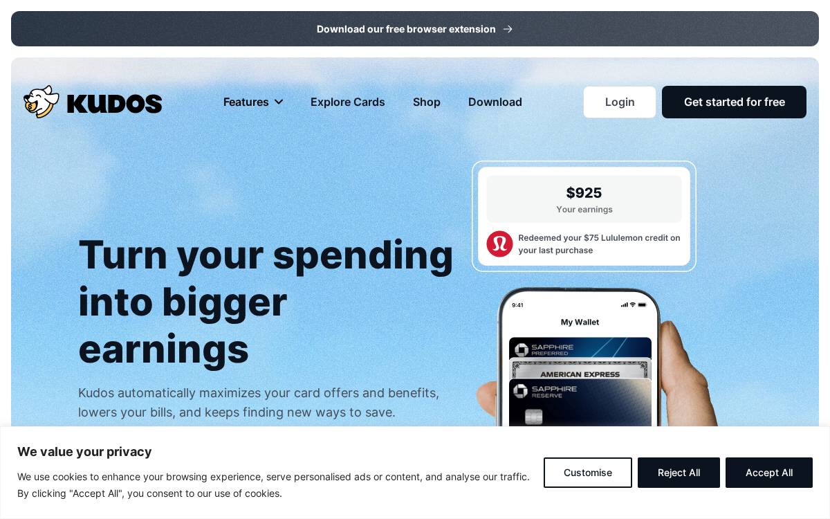 Kudos website preview