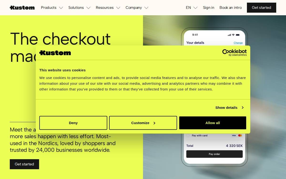 Kustom Checkout website preview