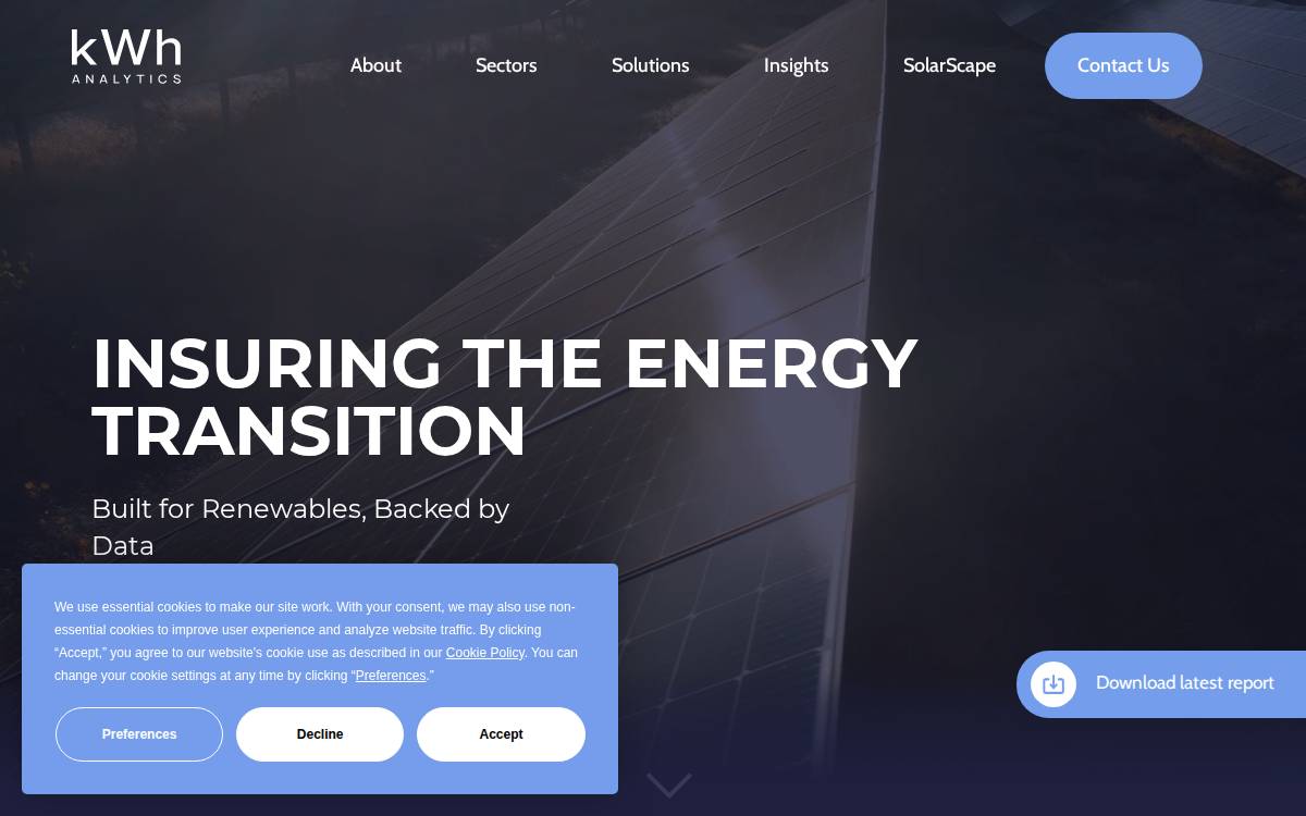 kWh Analytics website preview
