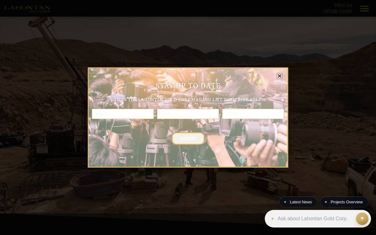 Lahontan Gold website preview