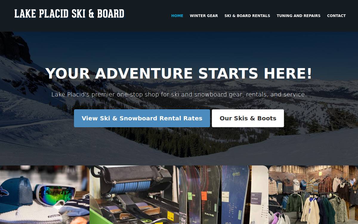 Lake Placid Ski & Board website preview