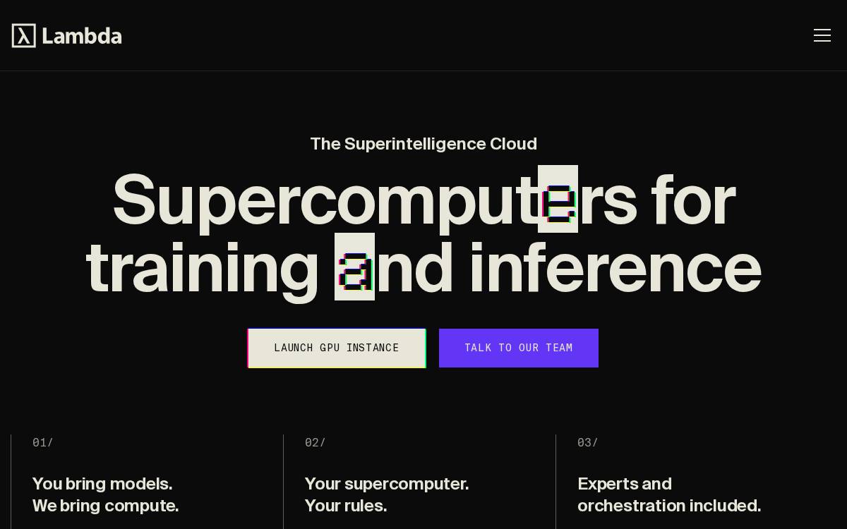 Lambda Labs website preview