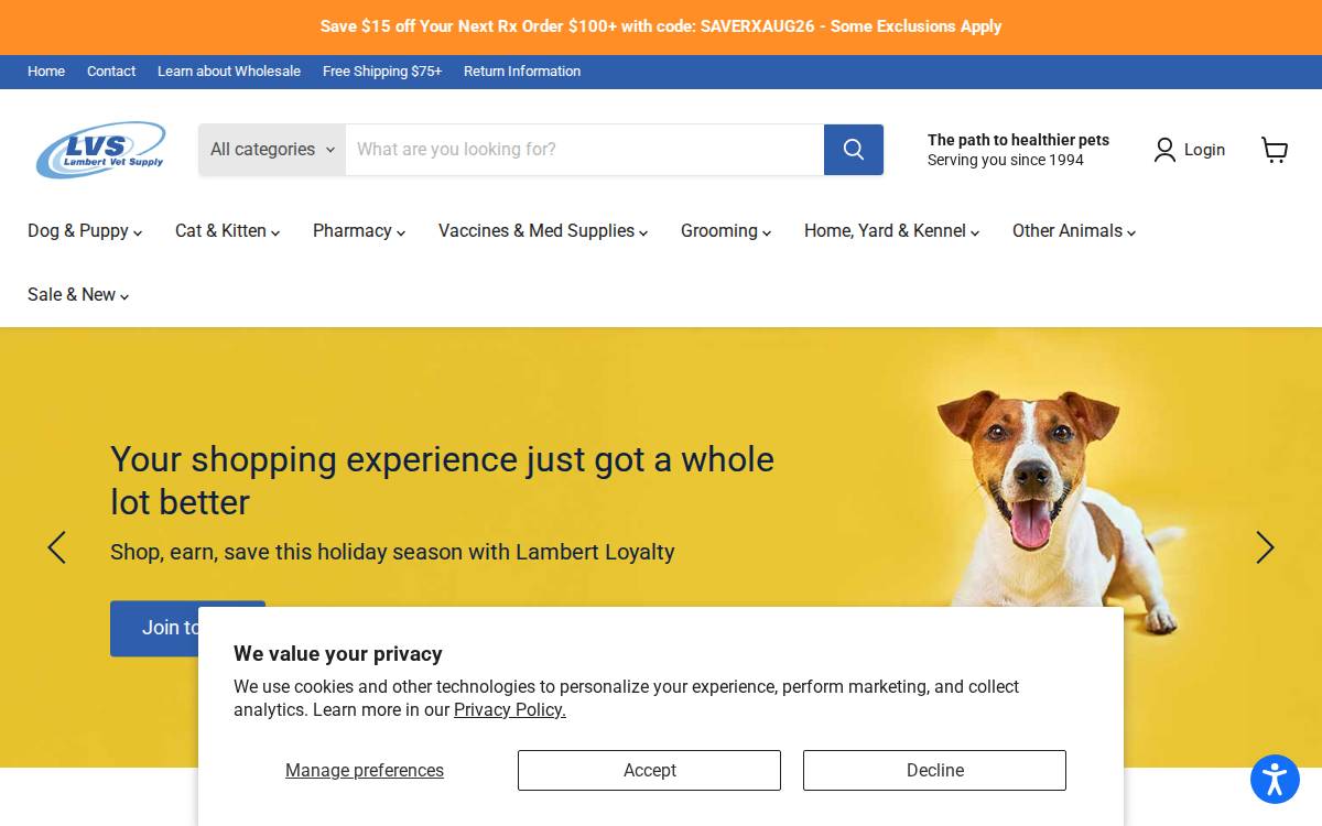 Lambert Vet Supply website preview