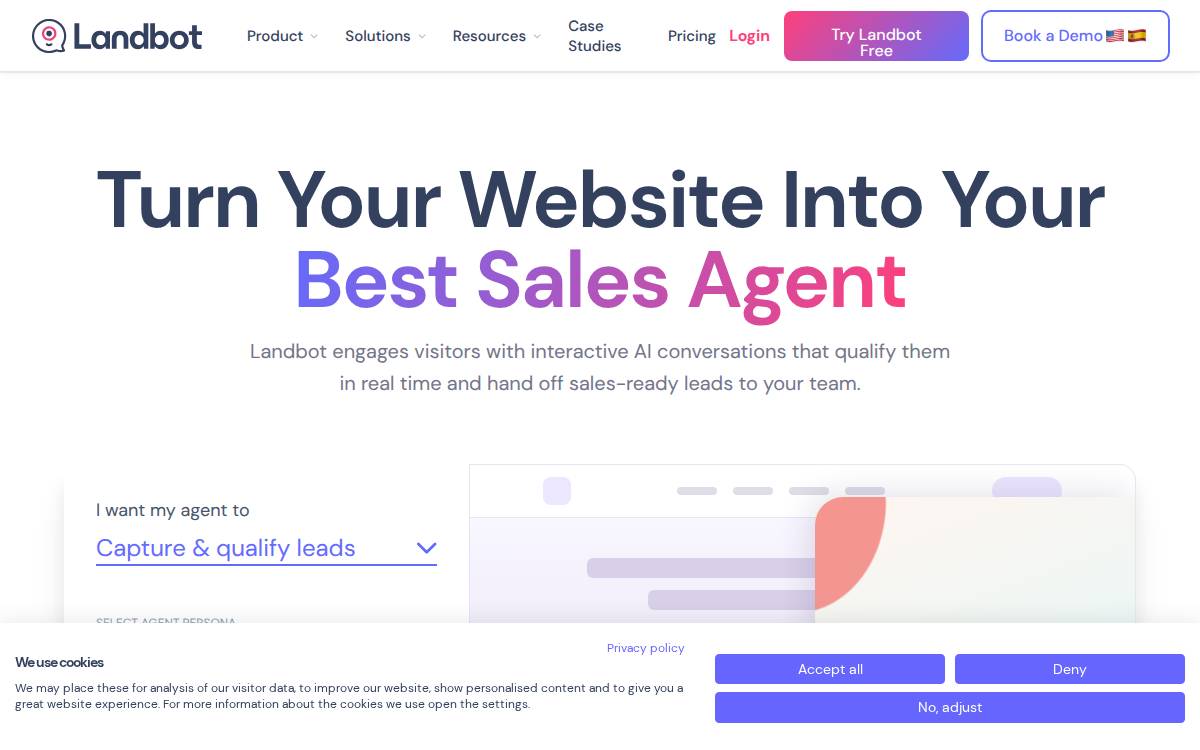 Landbot website preview
