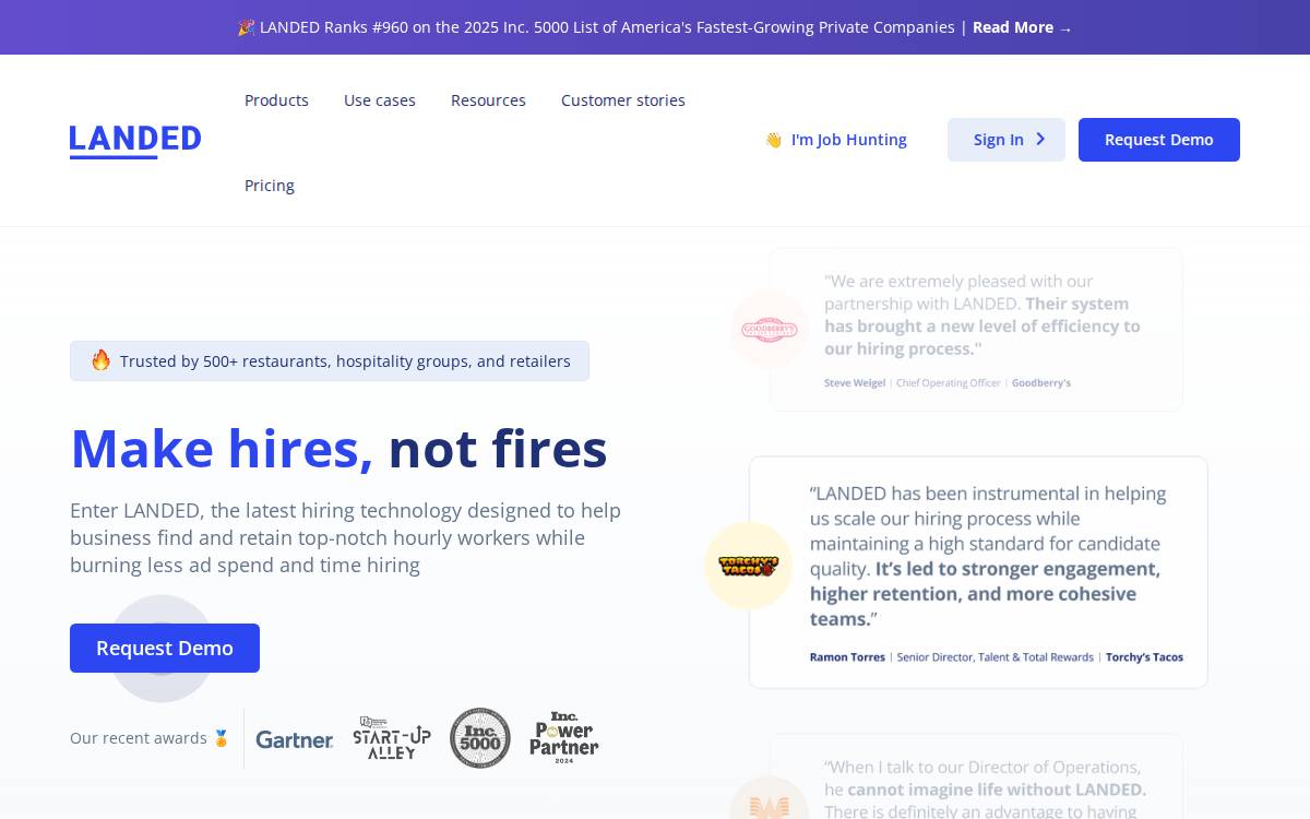 Landed website preview
