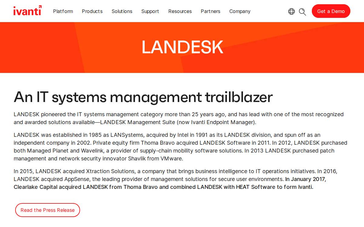 LANDesk website preview