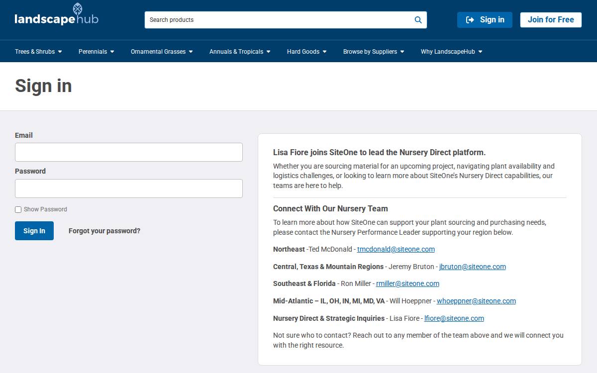 Landscape HUB website preview