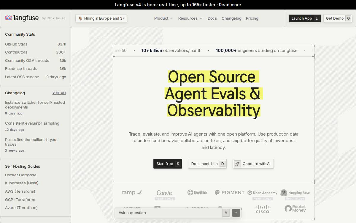 Langfuse website preview