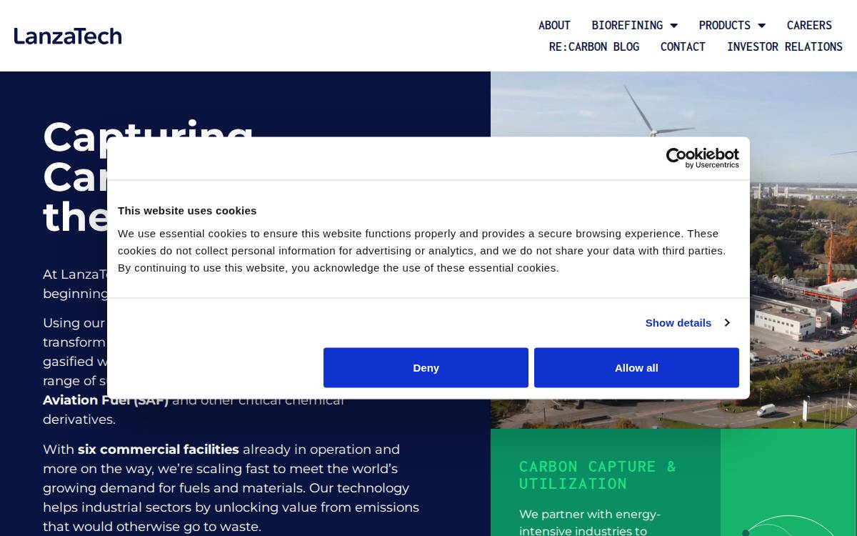 LanzaTech website preview