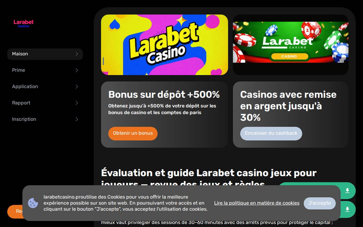 larabet casino website preview