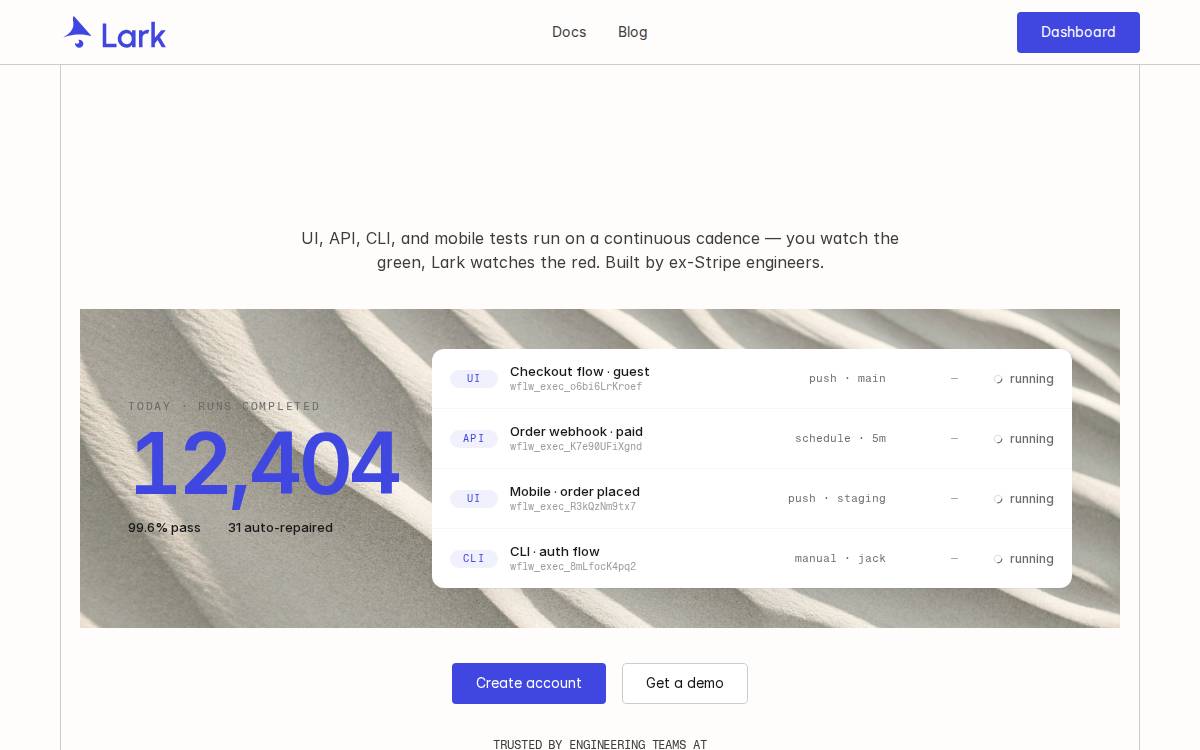 Lark website preview